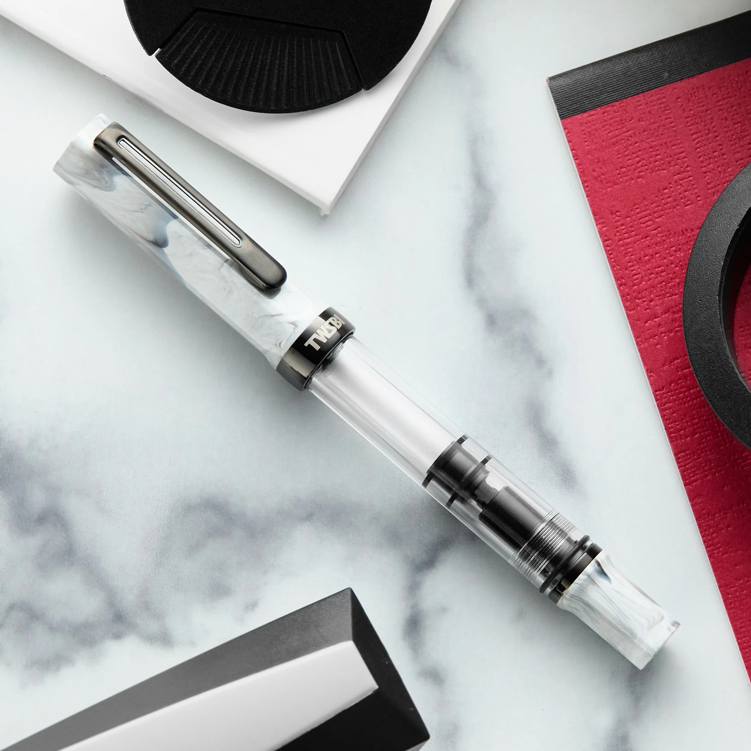 TWSBI ECO Fountain Pen - Carrara w/ Onyx Trim - Image 5