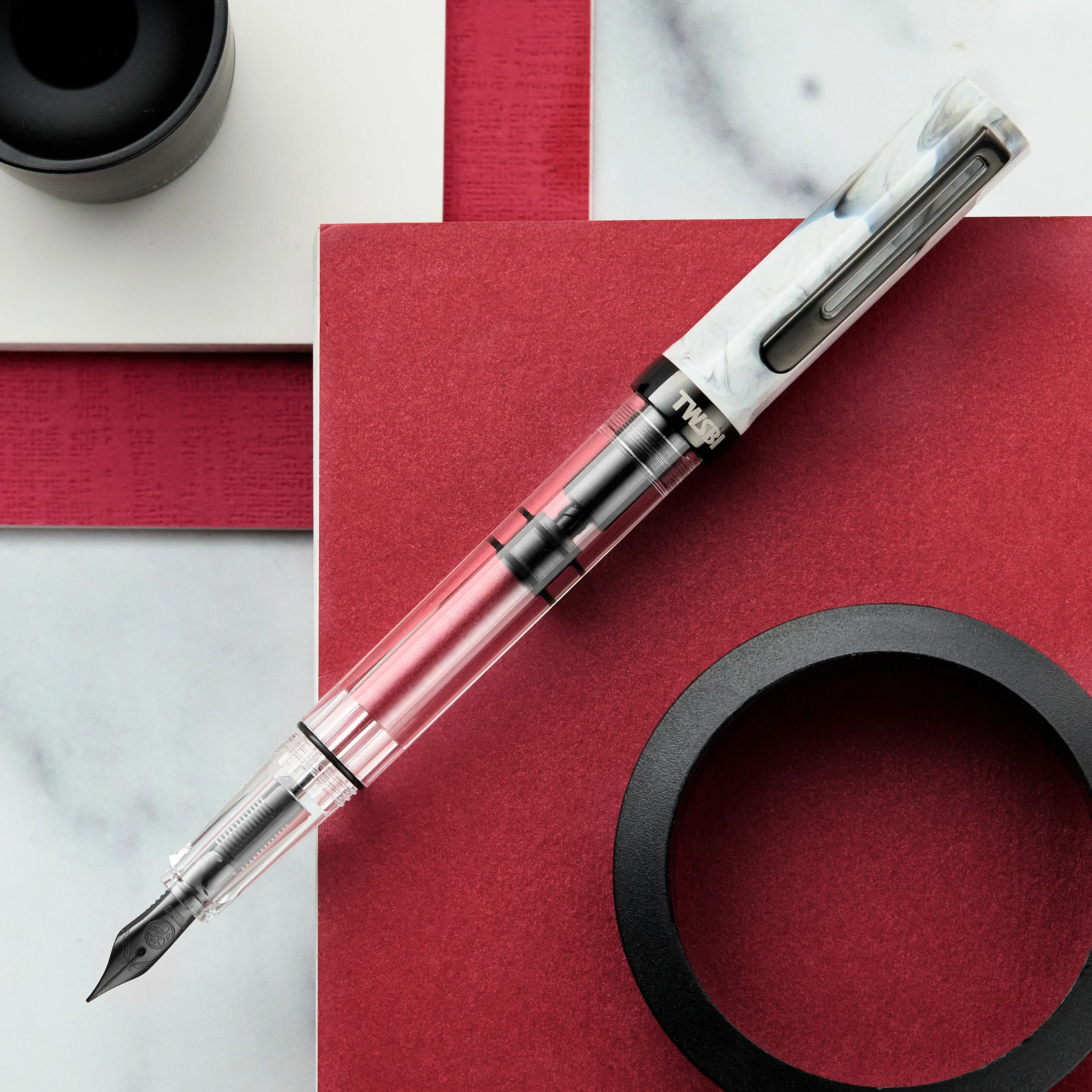TWSBI ECO Fountain Pen - Carrara w/ Onyx Trim - Image 6