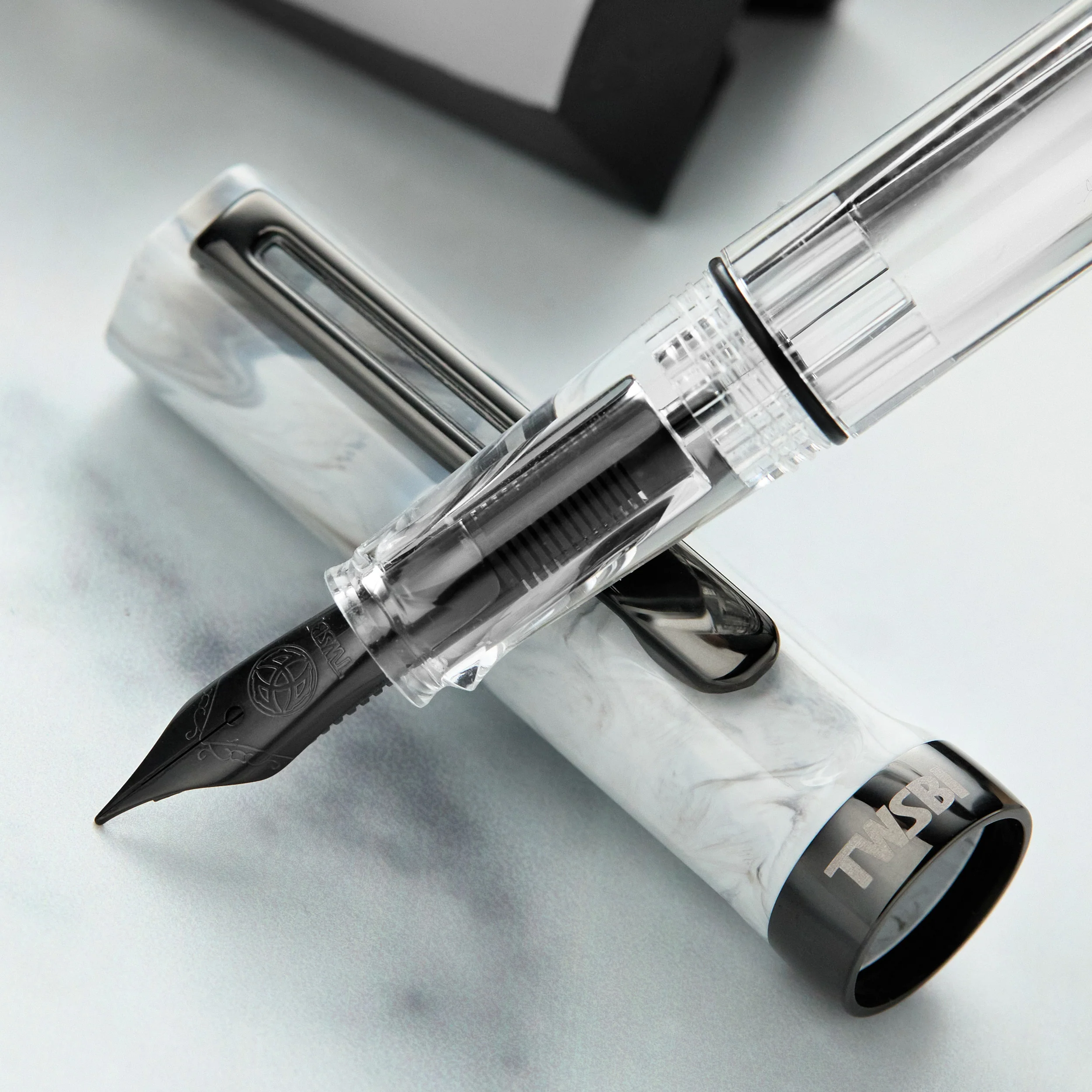 TWSBI ECO Fountain Pen - Carrara w/ Onyx Trim - Image 8