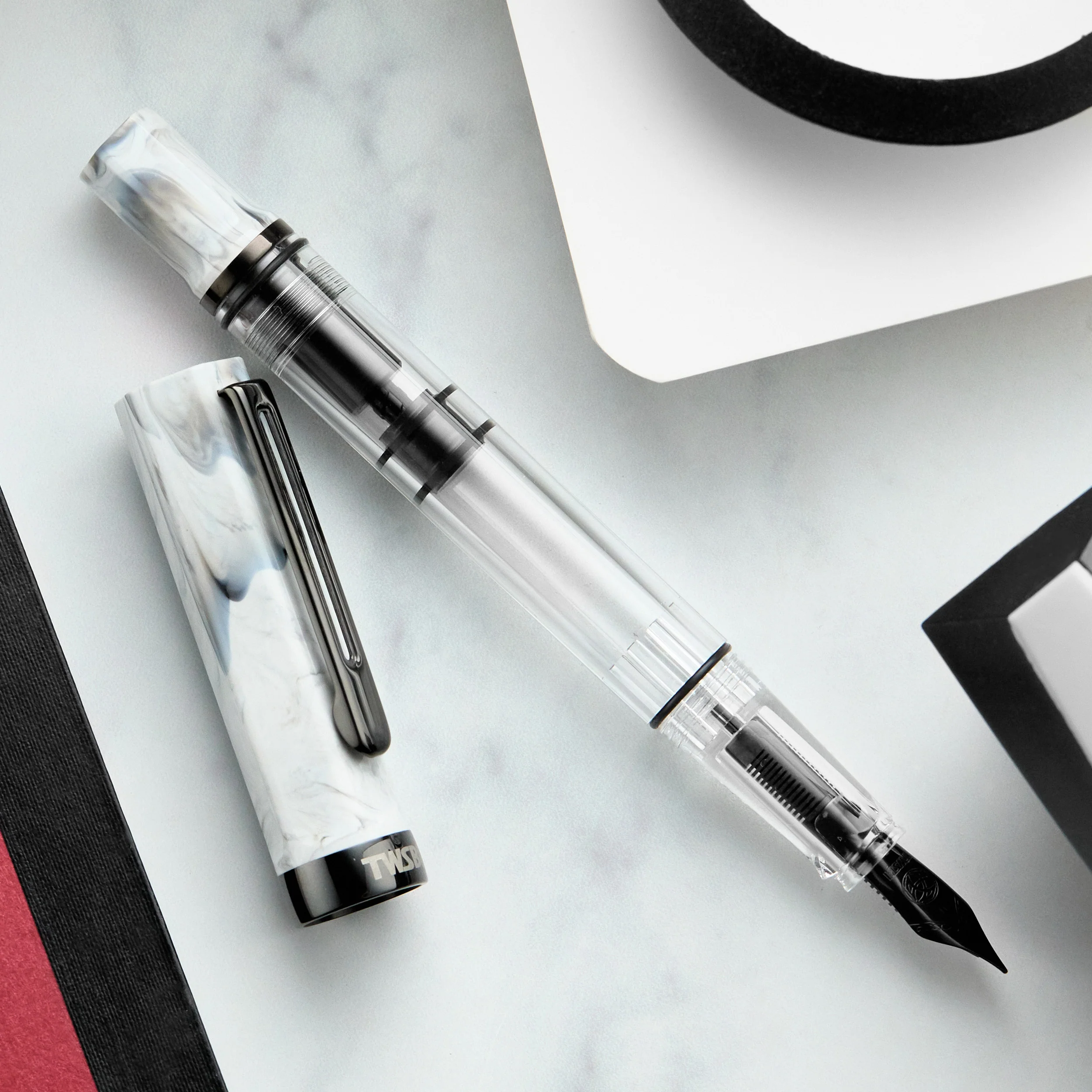 TWSBI ECO Fountain Pen - Carrara w/ Onyx Trim - Image 9