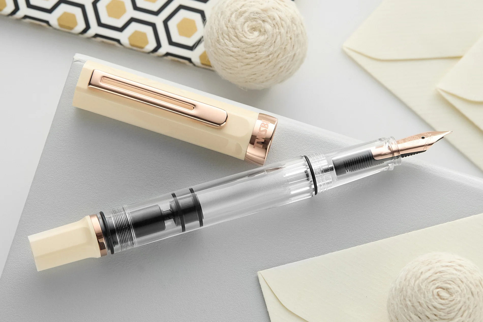 TWSBI ECO Fountain Pen - Creme w/ RoseGold - Image 4