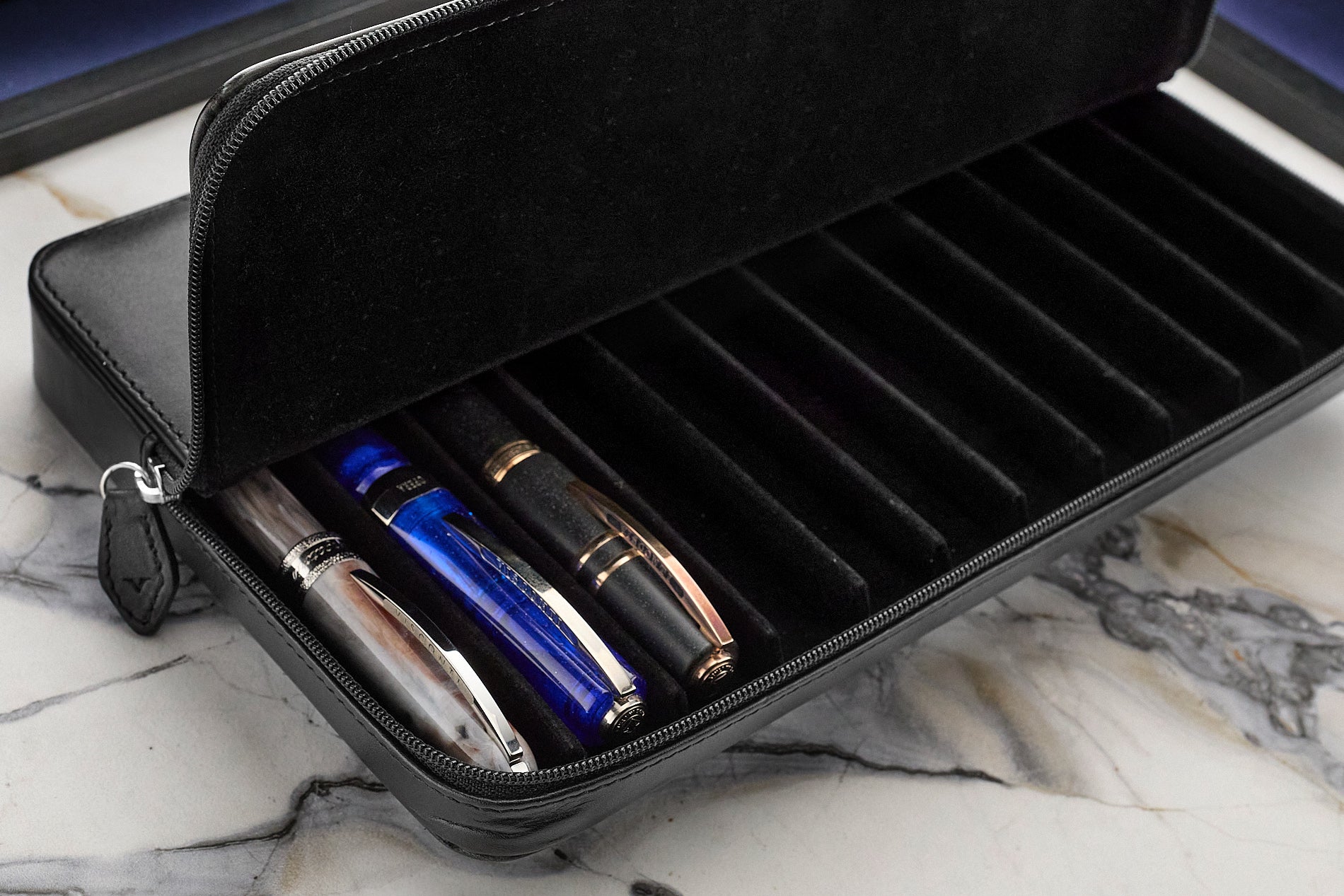 Visconti Leather 12 Pen Case - Black - Image 3