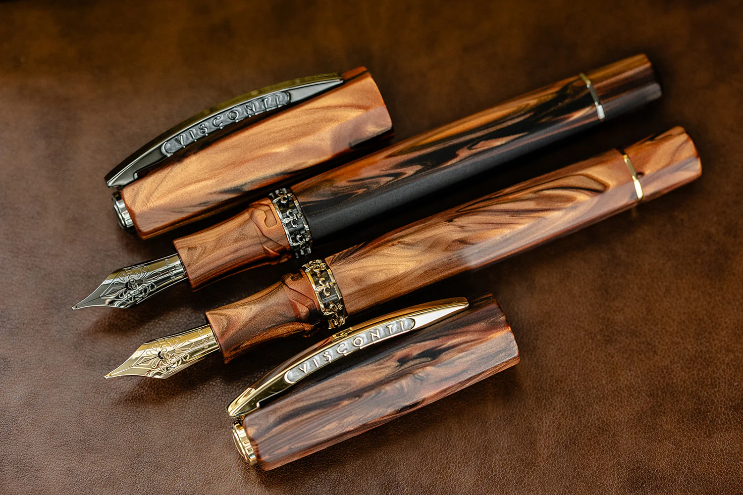 Visconti Medici Fountain Pen - Briarwood / Yellow Gold - Image 15